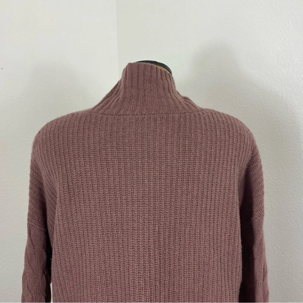 Gentle Herd Women’s Sweater M Slouch Turtle Neck In Mauve Cable Sleeve Yak Wool - Picture 14 of 15